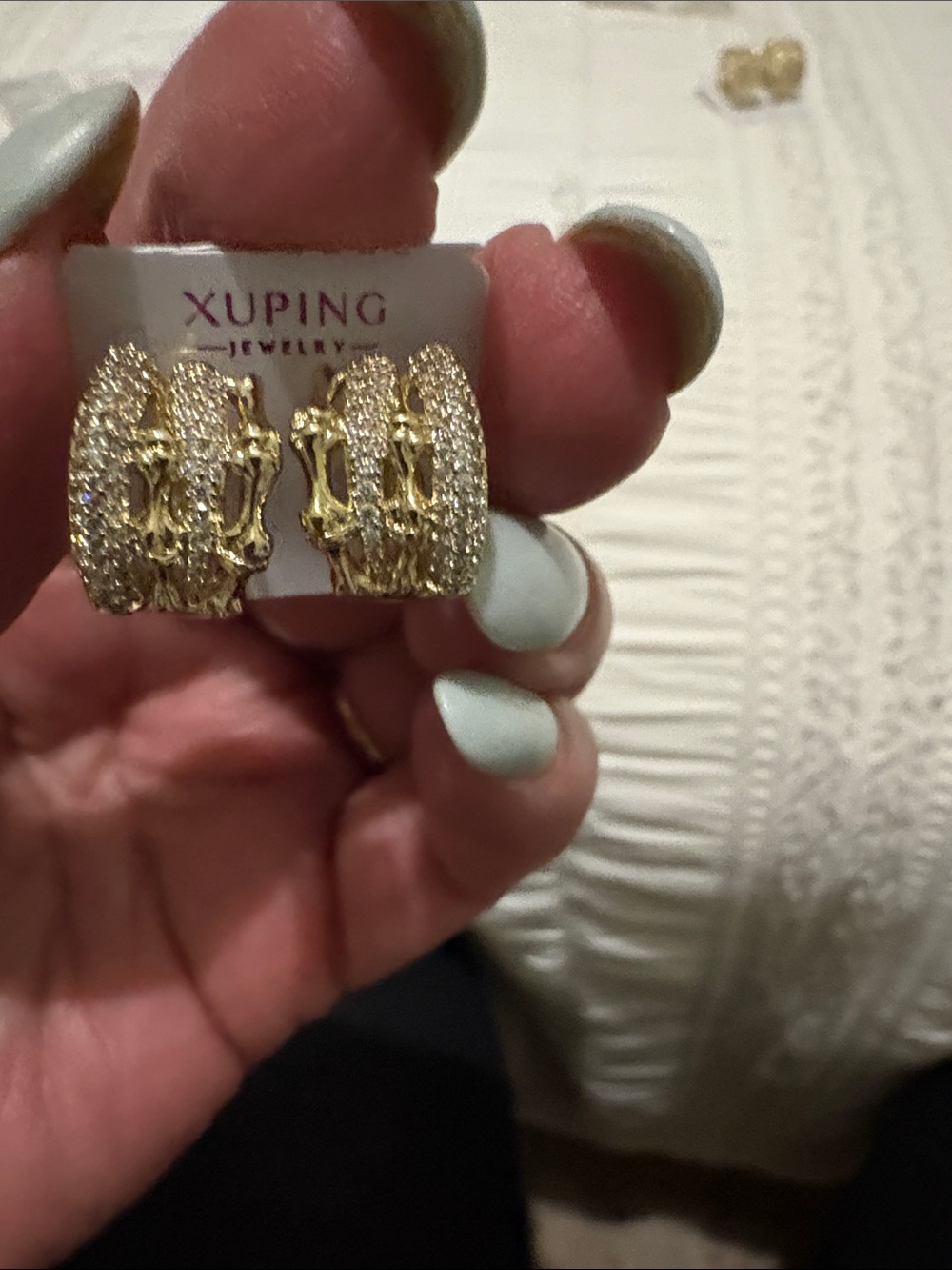Ping Gold Pavé Crystal Hoop Earrings